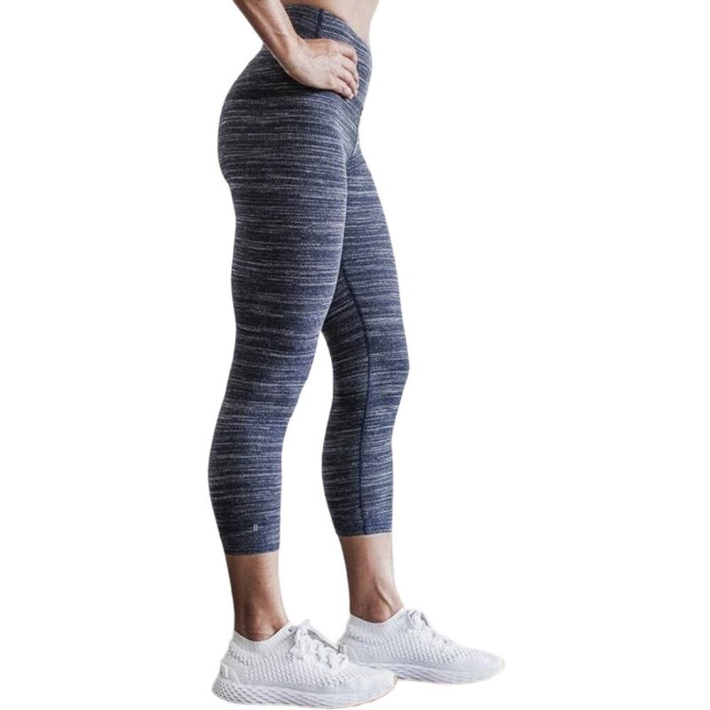 NOBULL High-Rise Crop Melange Tights Leggings Space Dye Running Navy Blue XS